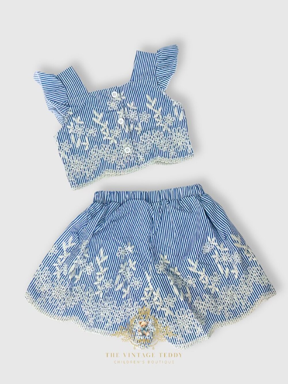NWT Pretty Girls Blouse & Shorts Matching 2-Piece Set Embroidery Bohemian 6-9M - Picture 3 of 3
